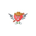 Confident arrow love Cowboy cartoon character holding guns