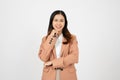 Confident Asian businesswoman standing with white isolated background Royalty Free Stock Photo