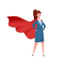 Vector business woman red cape super hero Royalty Free Stock Photo