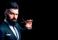 Confident barber at barbershop. Barber and hairdresser salon. Beard care, perfect beard. Bearded man in formal business