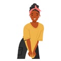 Confident Black Teenage Girl Character Strikes A Playful Pose, Exuding Grace, Cartoon People Vector Illustration