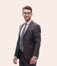 Smiling confident business man. Portrait in full growth Royalty Free Stock Photo