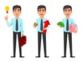 Confident business man, set of three poses Royalty Free Stock Photo