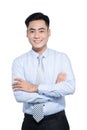 Confident business man smiling - isolated over a white backgroun Royalty Free Stock Photo