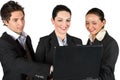 Confident business people with laptop Royalty Free Stock Photo