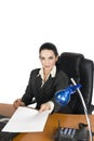 Confident business woman give a blank page Royalty Free Stock Photo