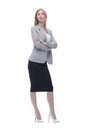 Confident business woman. isolated on grey background Royalty Free Stock Photo