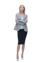 Confident business woman. isolated on grey background