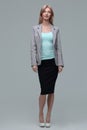 Confident business woman. isolated on grey background Royalty Free Stock Photo