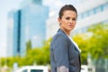 Confident business woman in office district Royalty Free Stock Photo