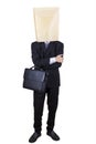 Confident businessman with cardboard head Royalty Free Stock Photo