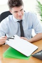 Confident businessman showing a contract Royalty Free Stock Photo