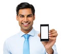 Confident Businessman Showing Smart Phone Royalty Free Stock Photo
