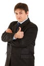 Confident businessman showing thumb up gesture Royalty Free Stock Photo