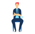 Confident businessman sitting with arms crossed. Male executive in formal wear taking a break. Professional workplace