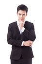 Confident businessman thinking crossing his arms Royalty Free Stock Photo