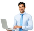 Confident Businessman Using Laptop Royalty Free Stock Photo