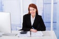 Confident businesswoman calculating tax Royalty Free Stock Photo