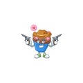 Confident Chocolate Love Cupcake Cowboy Cartoon Character Holding Guns