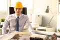 Confident Civil Engineer Working on House Sketch Royalty Free Stock Photo