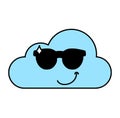 Confident cloud emoji outline illustration