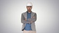 Confident construction engineer architect young man in helmet wi Royalty Free Stock Photo