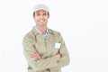 Confident delivery man standing arms crossed Royalty Free Stock Photo