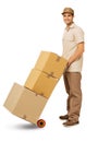 Confident Deliveryman Delivering Cardboard Boxes