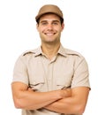 Confident Deliveryman Standing Arms Crossed