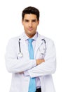 Confident Doctor Over White Background Royalty Free Stock Photo