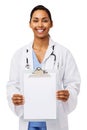 Confident Doctor Showing Blank Paper On Clipboard Royalty Free Stock Photo