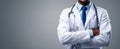 The confident doctor in a white coat with arms crossed..AI generated image Royalty Free Stock Photo