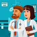 Confident Doctors at Hospital Vector Illustration