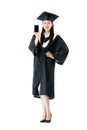 Confident woman wearing graduation clothing Royalty Free Stock Photo