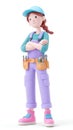 Confident female construction worker stands ready for work Royalty Free Stock Photo