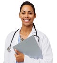 Confident Female Doctor Holding Clipboard Royalty Free Stock Photo