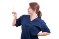 Confident female doctor holding syringe with anesthetic Royalty Free Stock Photo