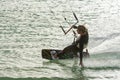 Confident female kiteboarder Carlota beach Cape verde