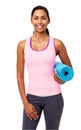 Confident Fit Woman With Exercise Mat