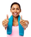 Confident Fit Woman Gesturing Thumbs Up Royalty Free Stock Photo