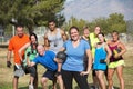 Confident Fit Woman with Group