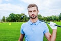 Confident golfer. Royalty Free Stock Photo