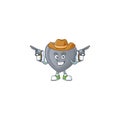 Confident grey love Cowboy cartoon character holding guns