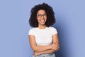 Confident happy african american young woman wearing spectacles. Royalty Free Stock Photo