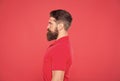 Confident in his attractiveness. Bearded and cool. Hipster appearance. Beard fashion. Barber concept. Man bearded Royalty Free Stock Photo