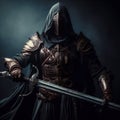 confident hooded villian or strong mysterious fantasy warrior hero Royalty Free Stock Photo