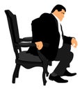 Confident leader, big mafia boss. Businessman sitting on work . Royalty Free Stock Photo