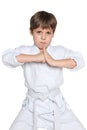 Confident little boy in kimono Royalty Free Stock Photo