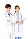 Confident male and female doctors standing together