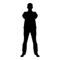 Confident man crossed his arms Business man silhouette concept front view icon black color illustration